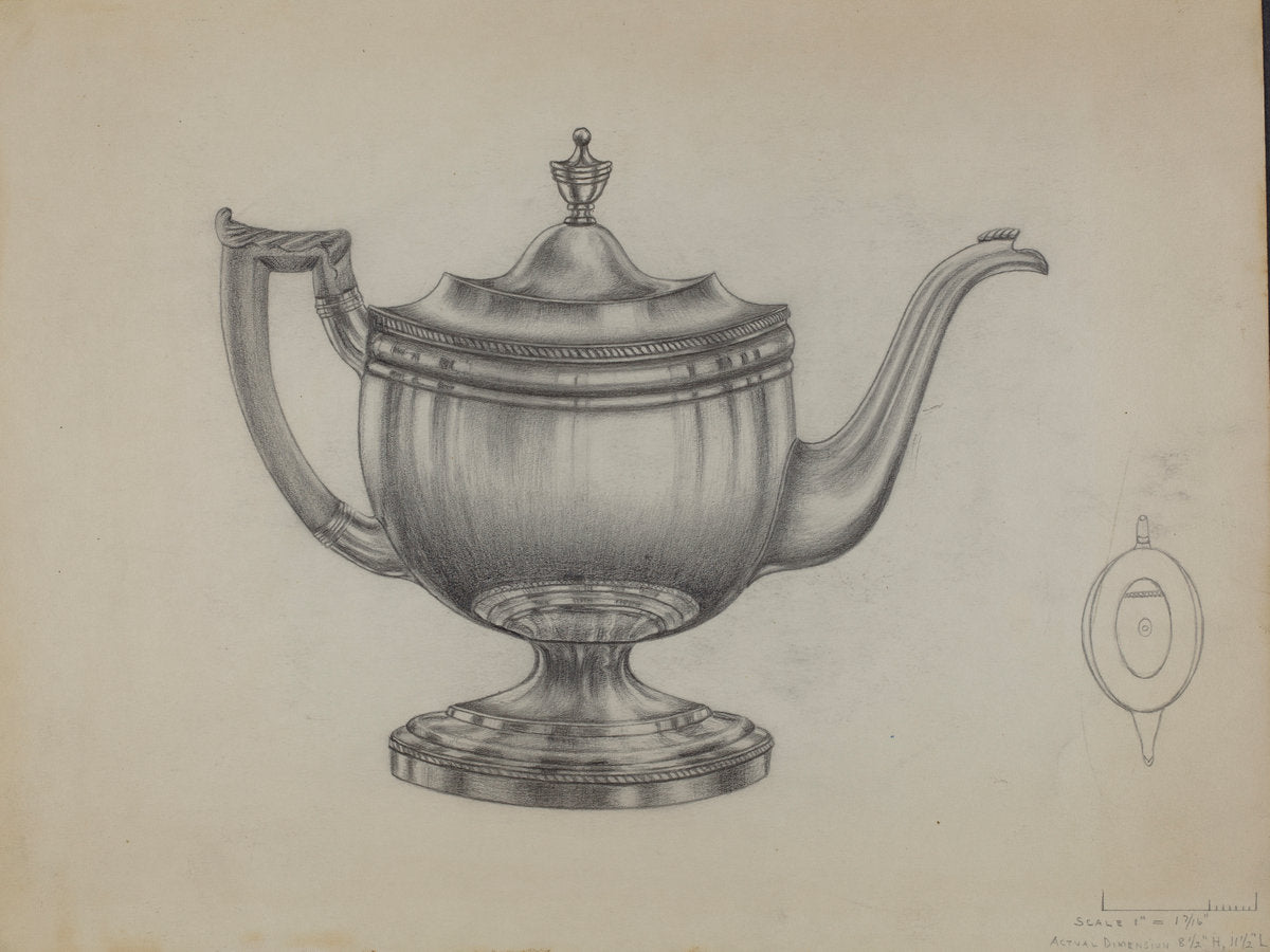 Silver Teapot by Gerald Bernhardt (American, active c. 1935), 16X12"(A3)Poster Print