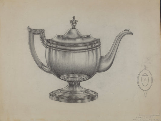 Silver Teapot by Gerald Bernhardt (American, active c. 1935), 16X12"(A3)Poster Print