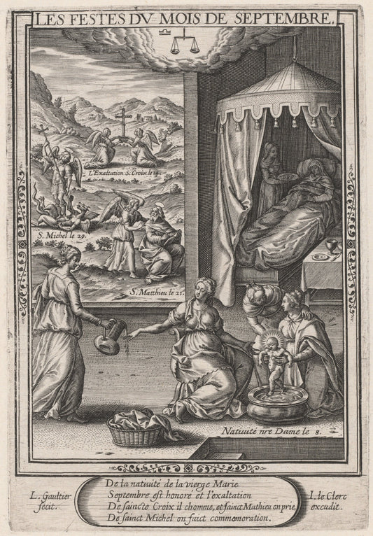Les Festes du mois de Septembre (September: Birth of the Virgin) by Léonard Gaultier (French, 1561 - 1641), 16X12"(A3)Poster Print