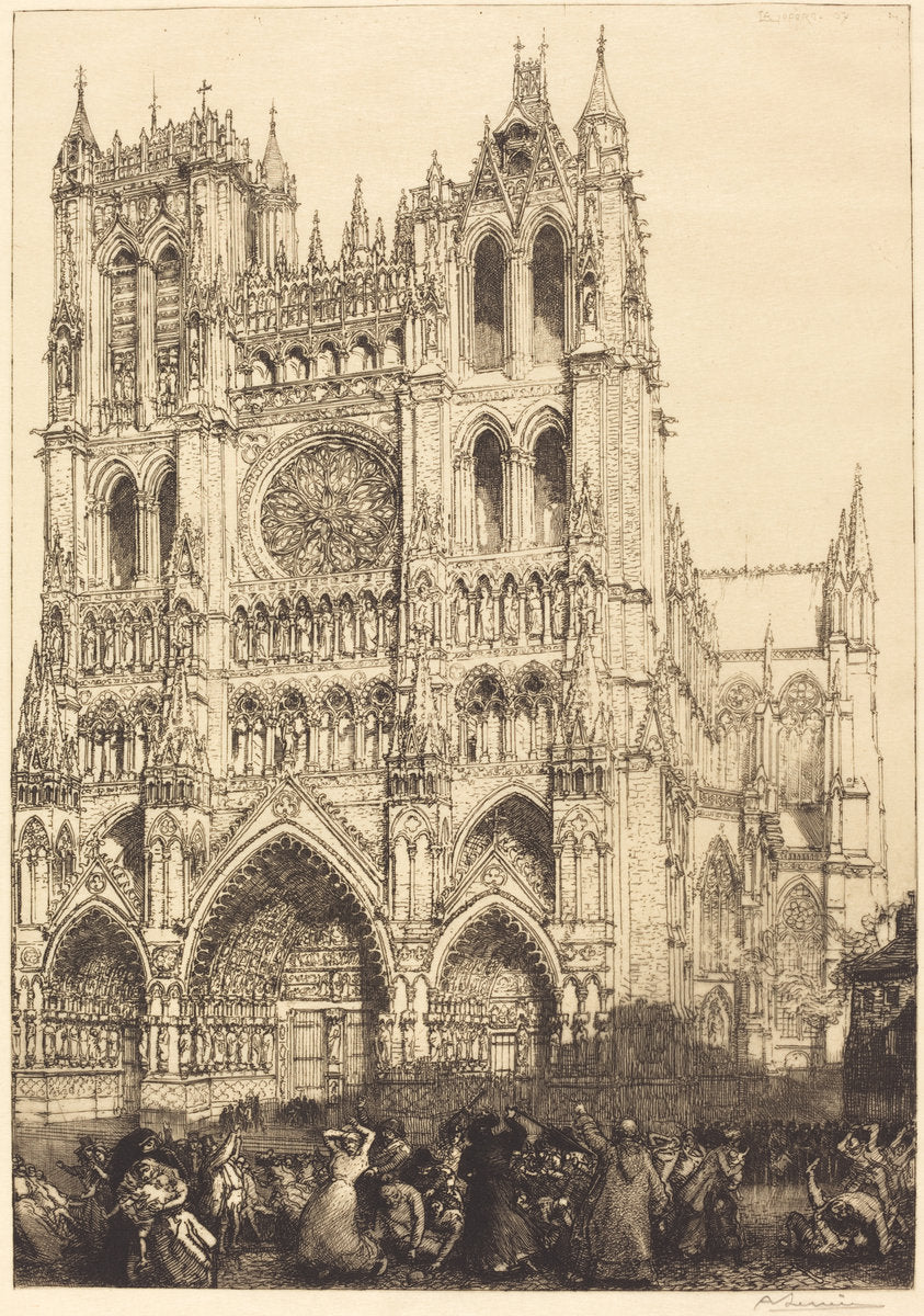 Amiens Cathedral (Cathedrale d'Amiens - Jour d'inventaire) by Auguste Lepère (French, 1849 - 1918), 16X12"(A3)Poster Print