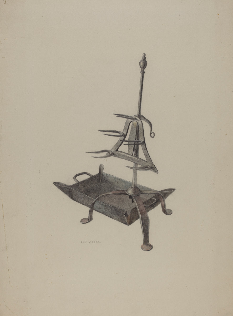 Roasting Stand with Drip Pan by Roy Weber (American, active c. 1935), 16X12"(A3)Poster Print