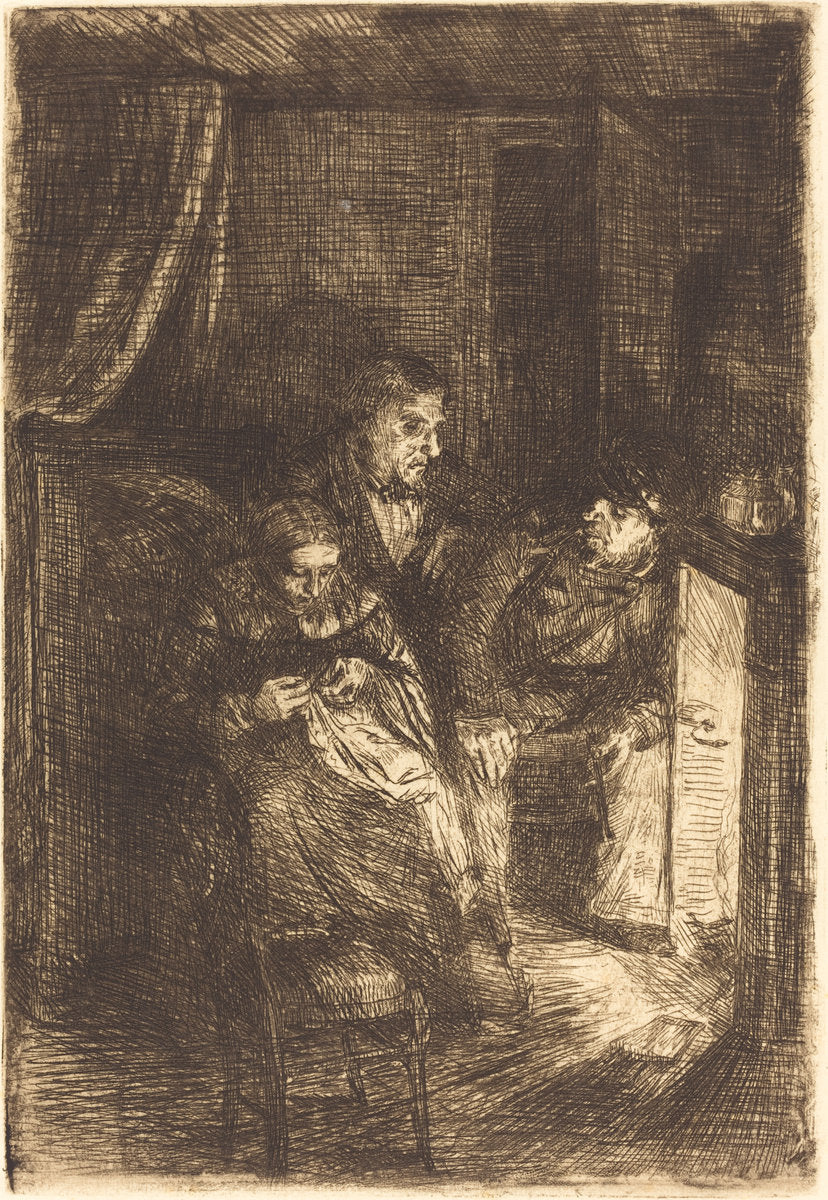 The Hearth (Le foyer) by Alphonse Legros (French, 1837 - 1911), 16X12"(A3)Poster Print