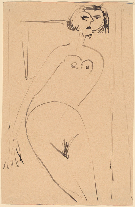 Nude by Ernst Ludwig Kirchner (German, 1880 - 1938), 16X12"(A3)Poster Print