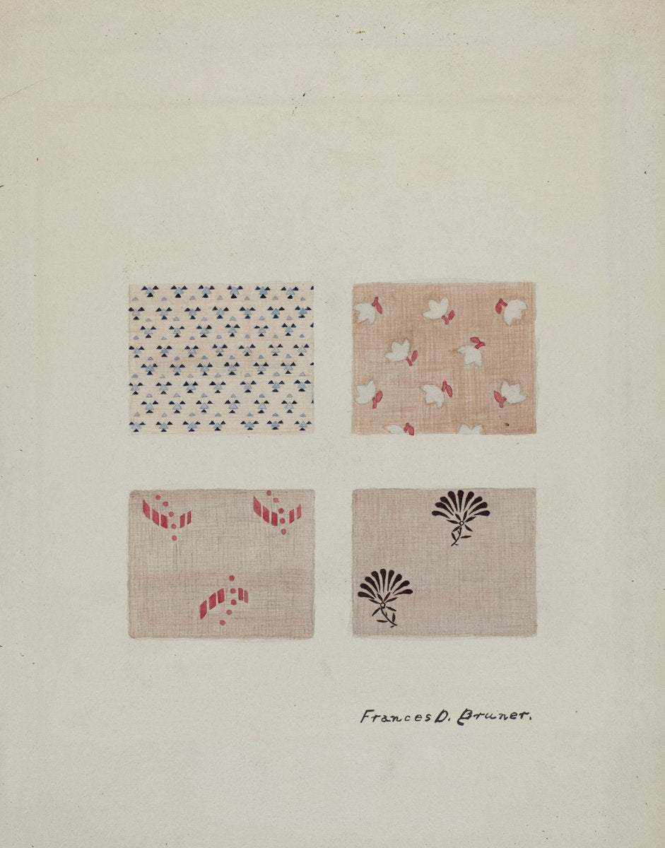 Printed Textiles by Francis Bruner (American, active c. 1935), 16X12"(A3)Poster Print