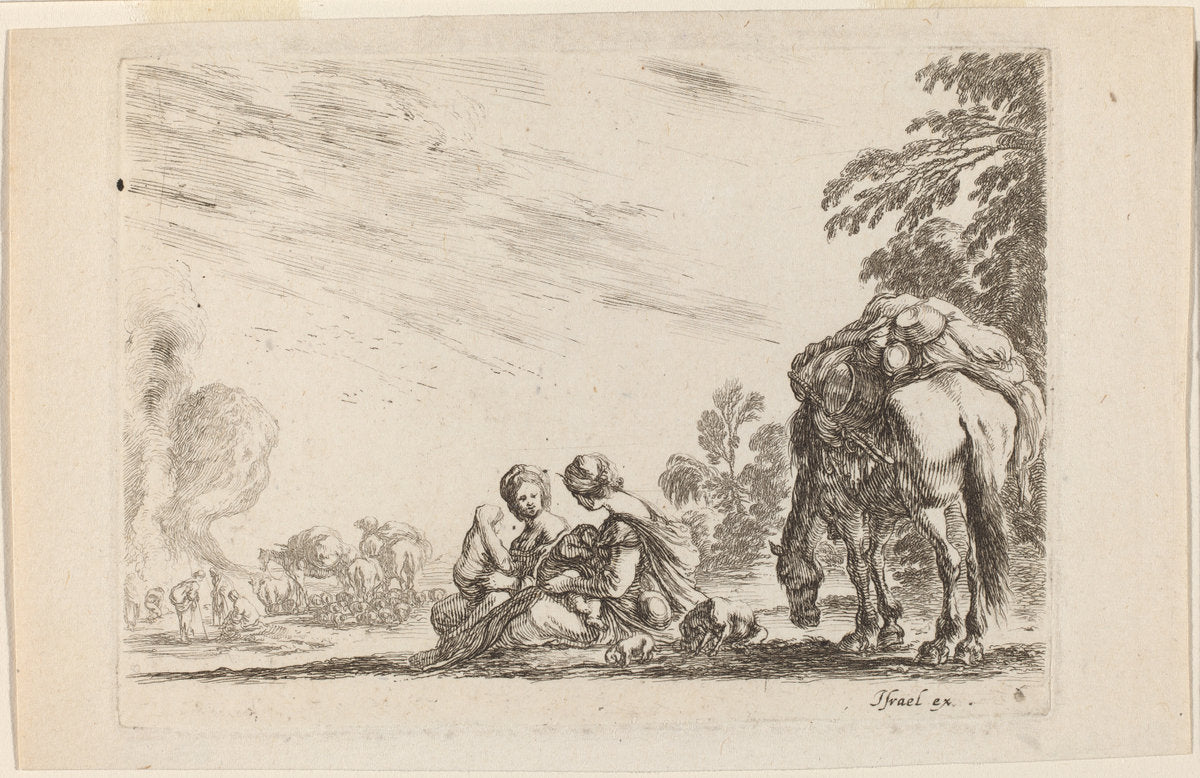Gypsies at Rest by Stefano Della Bella (Italian, 1610 - 1664), 16X12"(A3)Poster Print