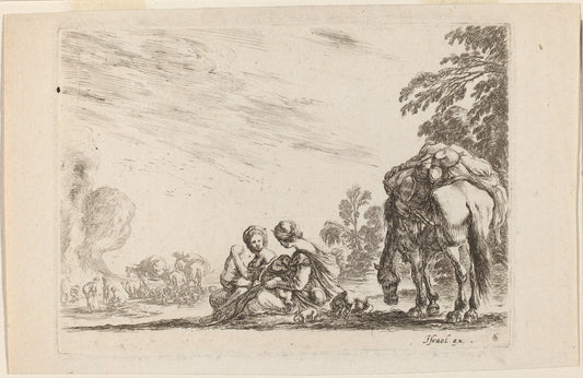 Gypsies at Rest by Stefano Della Bella (Italian, 1610 - 1664), 16X12"(A3)Poster Print