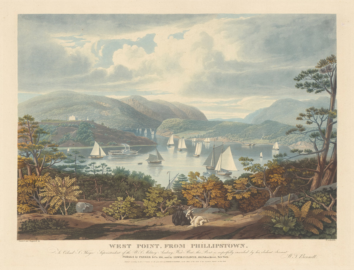 West Point, from Phillipstown by William James Bennett (American, born England, 1787 - 1844), 16X12"(A3)Poster Print