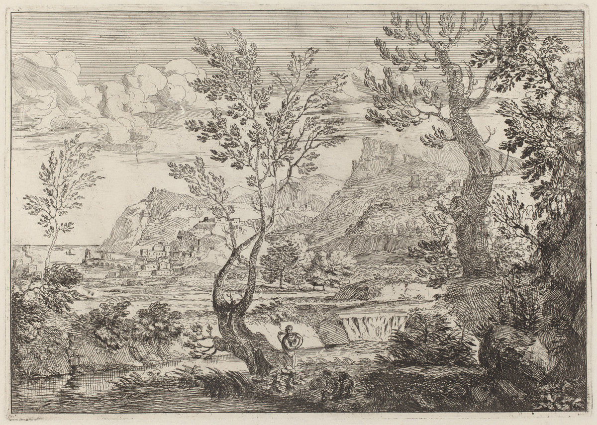 A Waterfall by Crescenzio Onofri (Italian, probably 1632 - 1712 or after), 16X12"(A3)Poster Print