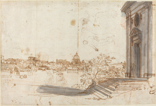 A View of Rome from Santa Maria del Priorato by Gaspar van Wittel (Dutch, 1652/1653 - 1736), 16X12"(A3)Poster Print