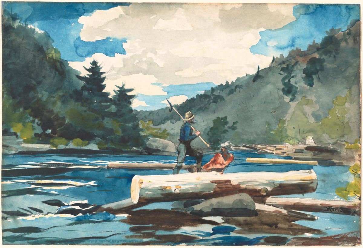 Hudson River, Logging by Winslow Homer (American, 1836 - 1910), 16X12"(A3)Poster Print