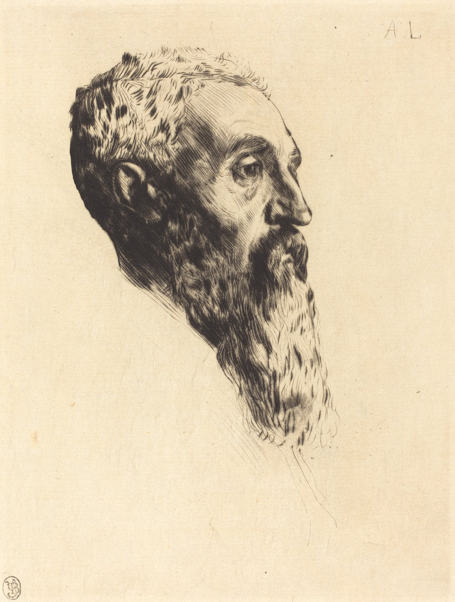 Head of a Model (Tete de modele) by Alphonse Legros (French, 1837 - 1911), 16X12"(A3)Poster Print