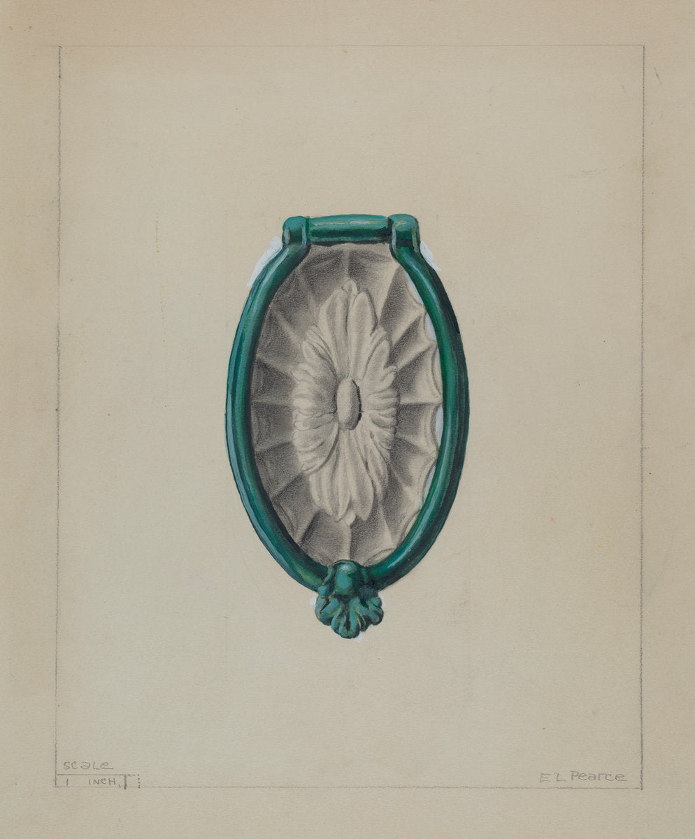 Door Knocker by Edgar L. Pearce (American, active c. 1935), 16X12"(A3)Poster Print