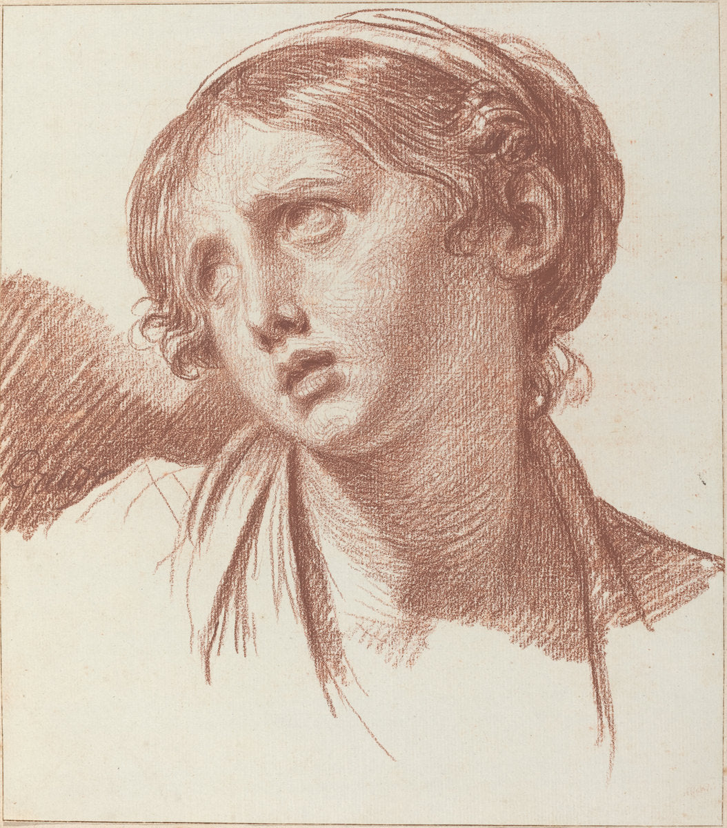 A Young Girl Looking Upward by Jean-Baptiste Greuze (French, 1725 - 1805), 16X12"(A3)Poster Print