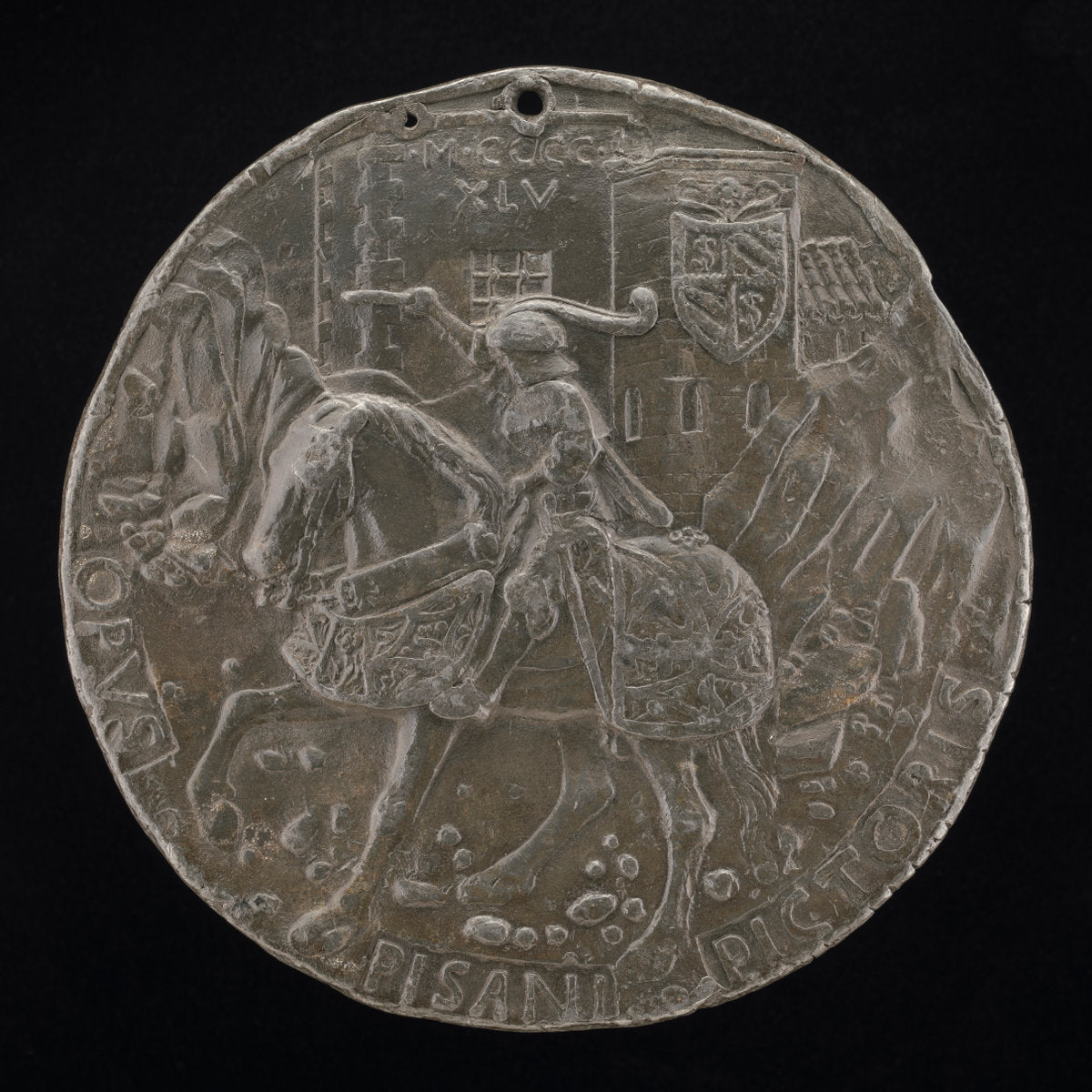 Sigismondo on a Charger before a Fortress [reverse] by Pisanello (Italian, c. 1395 - 1455), 16X12"(A3)Poster Print