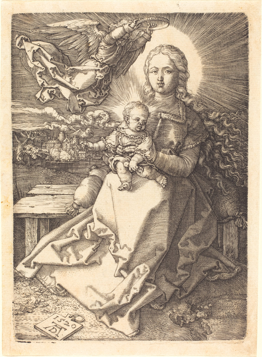 The Virgin and Child Crowned by One Angel by Albrecht Dürer (German, 1471 - 1528), 16X12"(A3)Poster Print