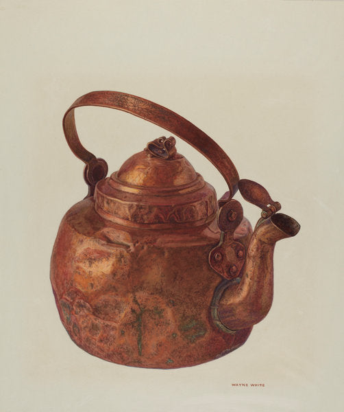 Copper Tea Kettle by Wayne White (American, 1890 - 1978), 16X12"(A3)Poster Print
