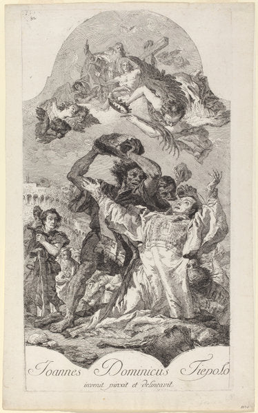The Stoning of Saint Stephen by Giovanni Domenico Tiepolo (Italian, 1727 - 1804), 16X12"(A3)Poster Print