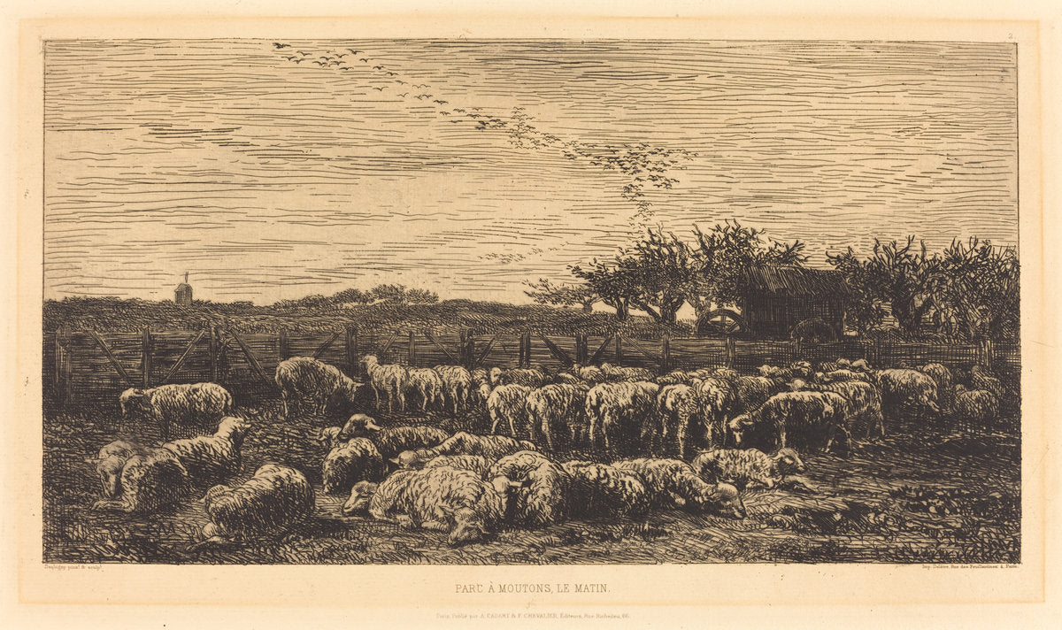 Large Sheepfold (Le Grand parc a moutons) by Charles-François Daubigny (French, 1817 - 1878), 16X12"(A3)Poster Print