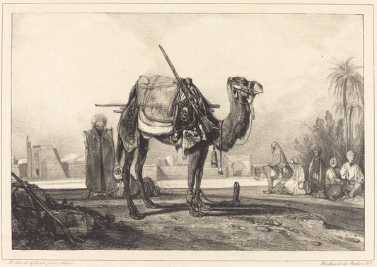 Camel and Arabs by Alexandre-Gabriel Decamps (French, 1803 - 1860), 16X12"(A3)Poster Print