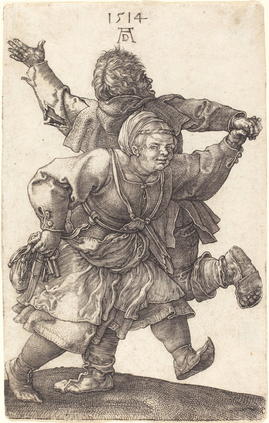 Peasant Couple Dancing by Albrecht Dürer (German, 1471 - 1528), 16X12"(A3)Poster Print