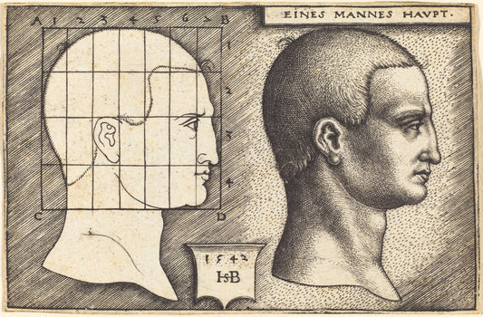 Head of a Man by Sebald Beham (German, 1500 - 1550), 16X12"(A3)Poster Print
