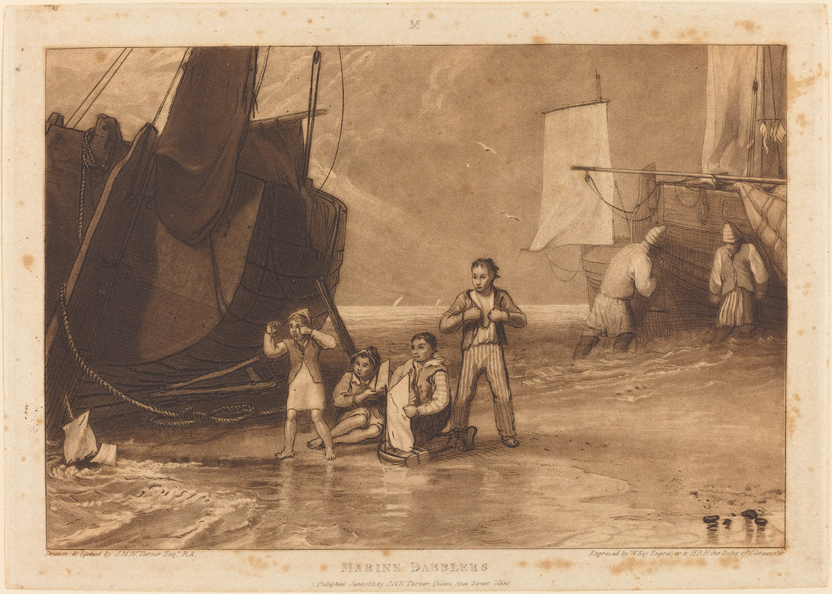 Marine Dabblers by Joseph Mallord William Turner and William Say (British, 1768 - 1834), 16X12"(A3)Poster Print