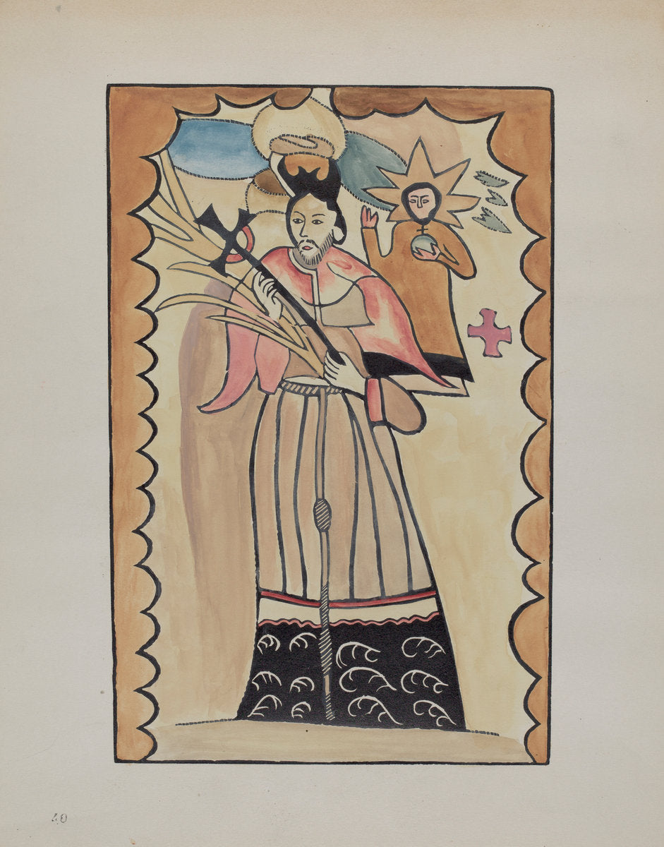 St. John Nepomucene-Painted on Buffalo Hide Prior to 1800 by E. Boyd (American, active c. 1935), 16X12"(A3)Poster Print