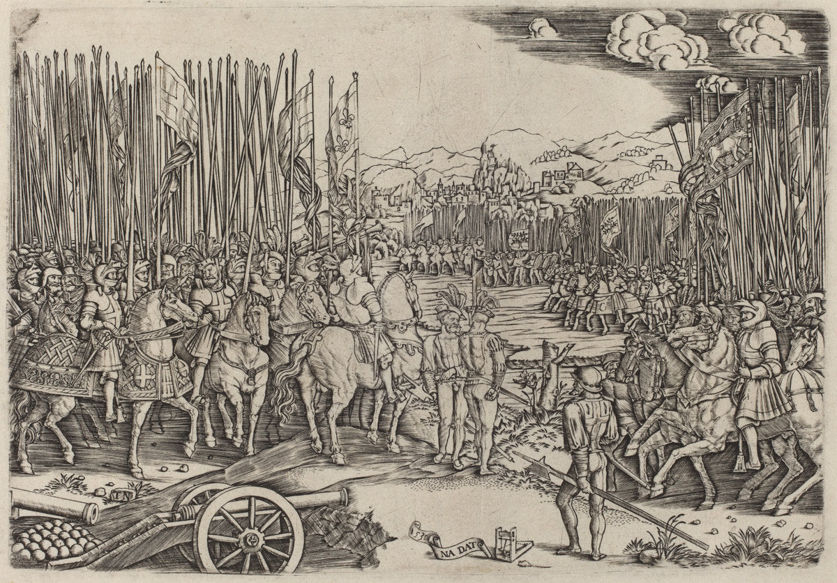 The Two Armies at the Battle of Ravenna by Master NA.DAT with the Mousetrap (Italian, active c. 1512), 16X12"(A3)Poster Print