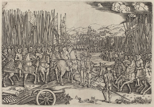The Two Armies at the Battle of Ravenna by Master NA.DAT with the Mousetrap (Italian, active c. 1512), 16X12"(A3)Poster Print