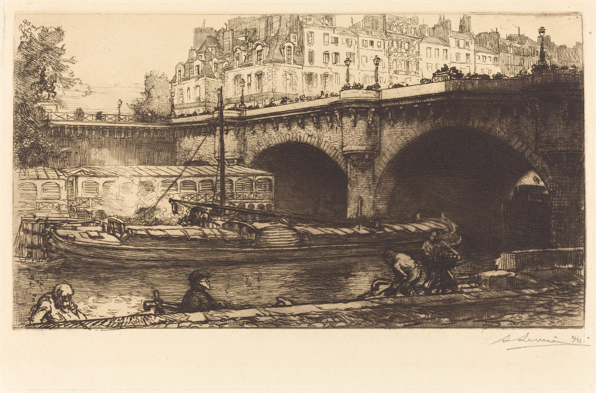 Pont Neuf by Auguste Lepère (French, 1849 - 1918), 16X12"(A3)Poster Print