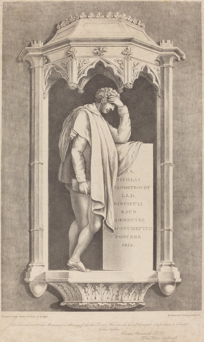 Monument to Nicolai Wanostrocht by Augustine Aglio after John Flaxman (British, 1777 - 1859), 16X12"(A3)Poster Print