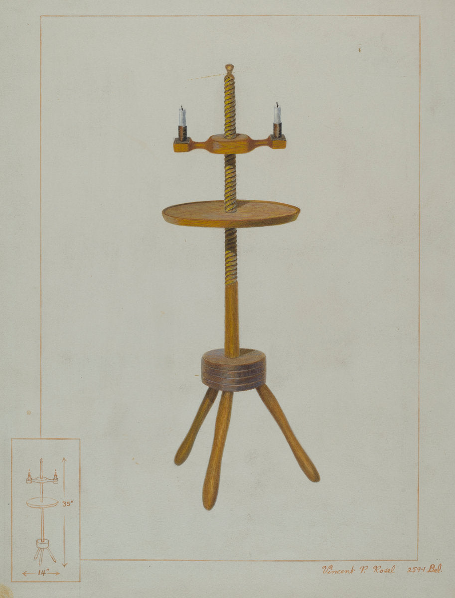 Maple Candlestand by Vincent P. Rosel (American, active c. 1935), 16X12"(A3)Poster Print