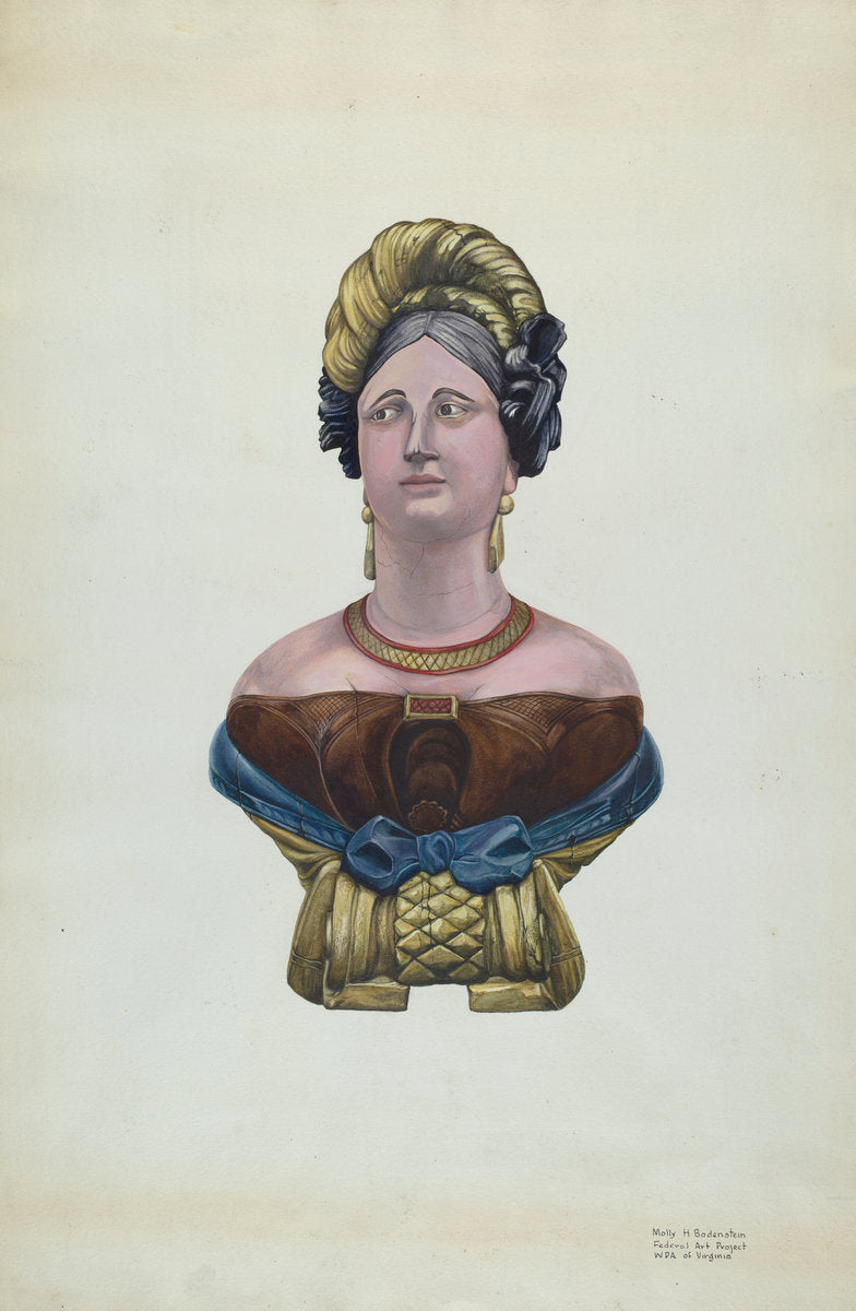 Figurehead for Ship "Marcia Allen" by Molly Bodenstein (American, 1902 - 1971), 16X12"(A3)Poster Print