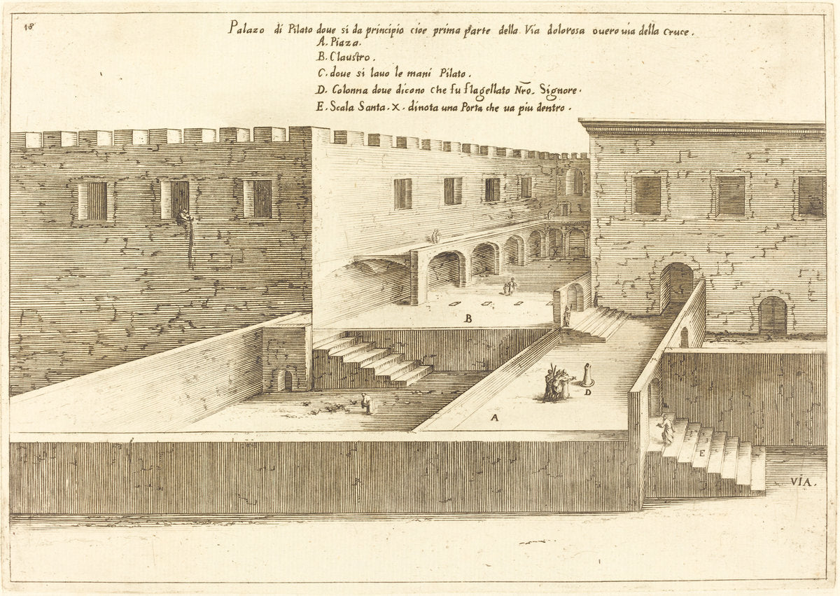House of Pilate by Jacques Callot (French, 1592 - 1635), 16X12"(A3)Poster Print
