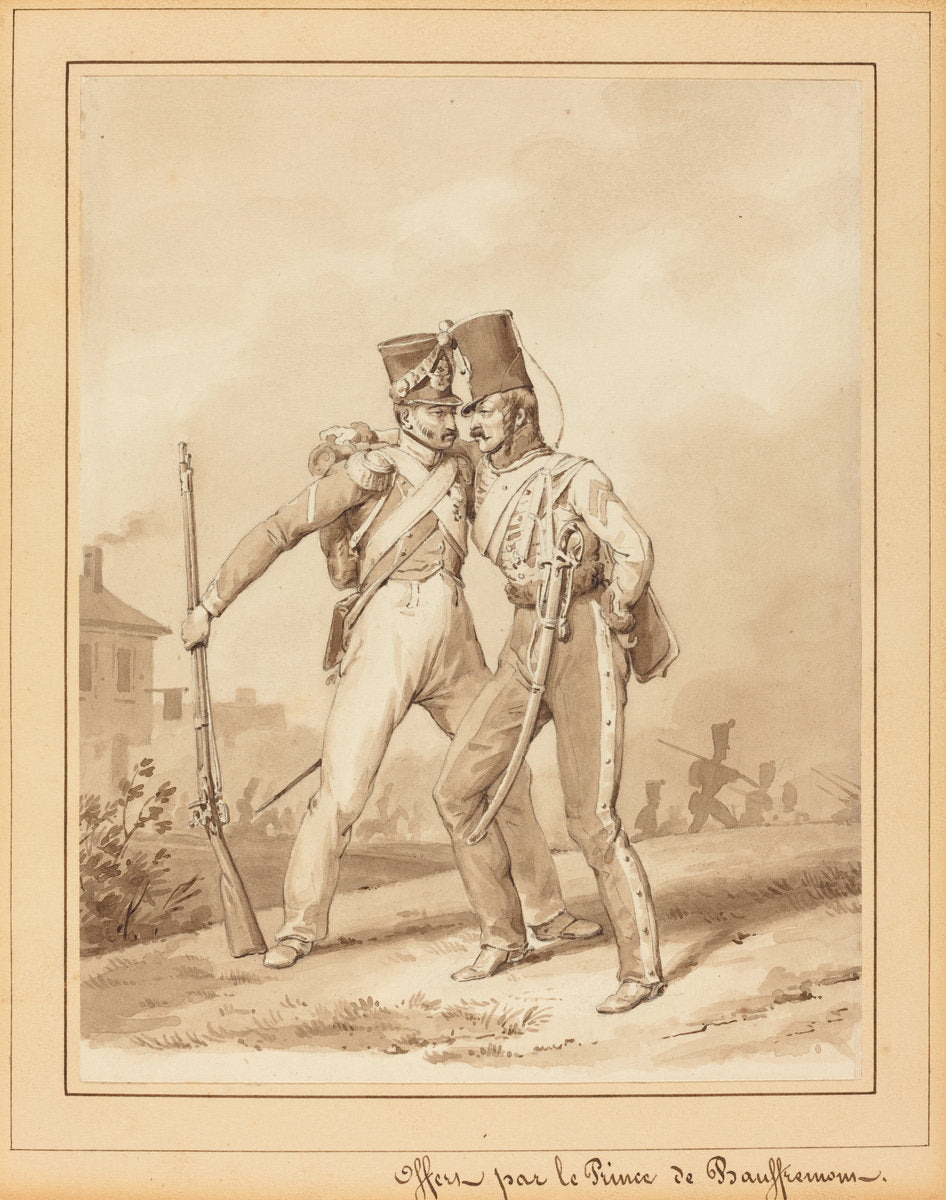 Two Grenadiers by Victor Adam (French, 1801 - 1866), 16X12"(A3)Poster Print