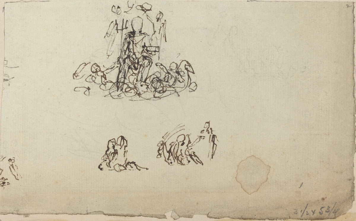Study of Neptune and Sea Creatures (?) by John Flaxman (British, 1755 - 1826), 16X12"(A3)Poster Print