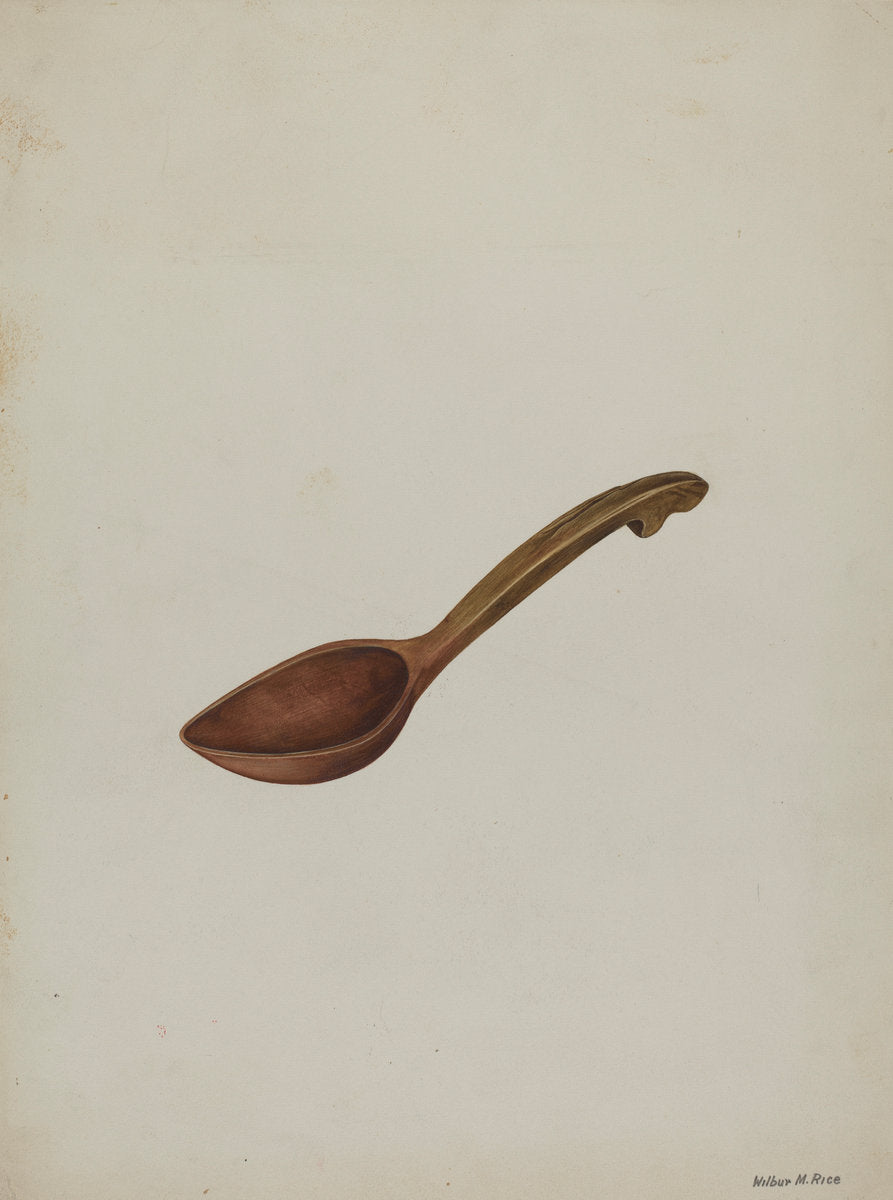 Oval Wooden Spoon by Wilbur M Rice (American, active c. 1935), 16X12"(A3)Poster Print