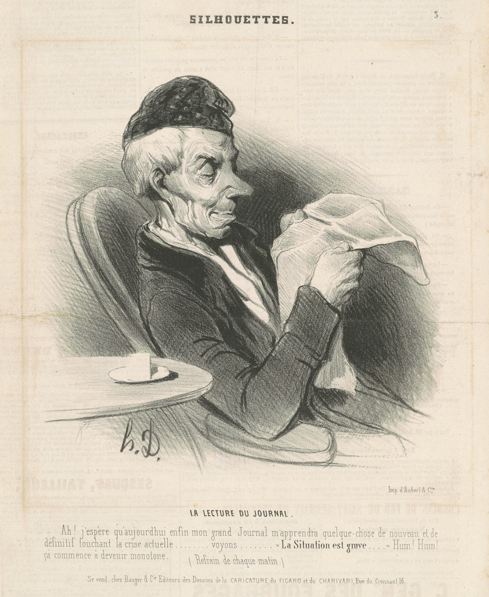 Le lecture du journal by Honoré Daumier (French, 1808 - 1879), 16X12"(A3)Poster Print