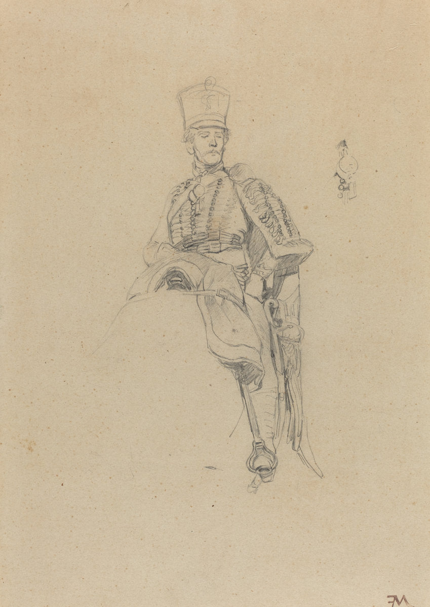 A French Hussar by Jean-Louis-Ernest Meissonier (French, 1815 - 1891), 16X12"(A3)Poster Print
