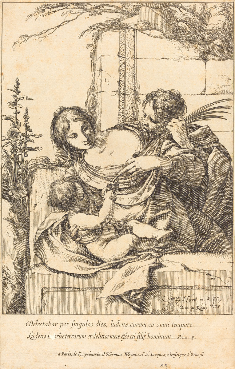The Holy Family by Laurent de La Hyre (French, 1606 - 1656), 16X12"(A3)Poster Print