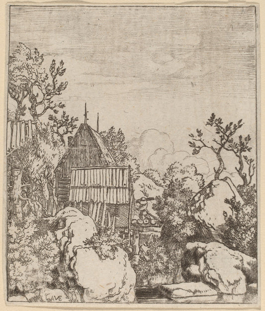 Man on a Small Wooden Bridge by Allart van Everdingen (Dutch, 1621 - 1675), 16X12"(A3)Poster Print