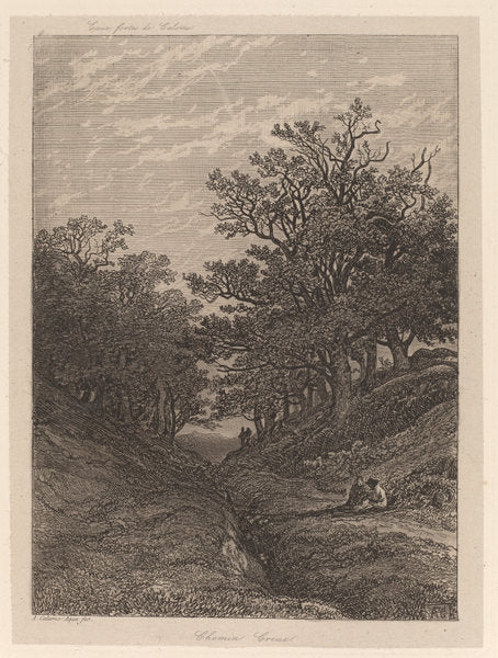 Chemin Creux by Alexandre Calame (Swiss, 1810 - 1864), 16X12"(A3)Poster Print