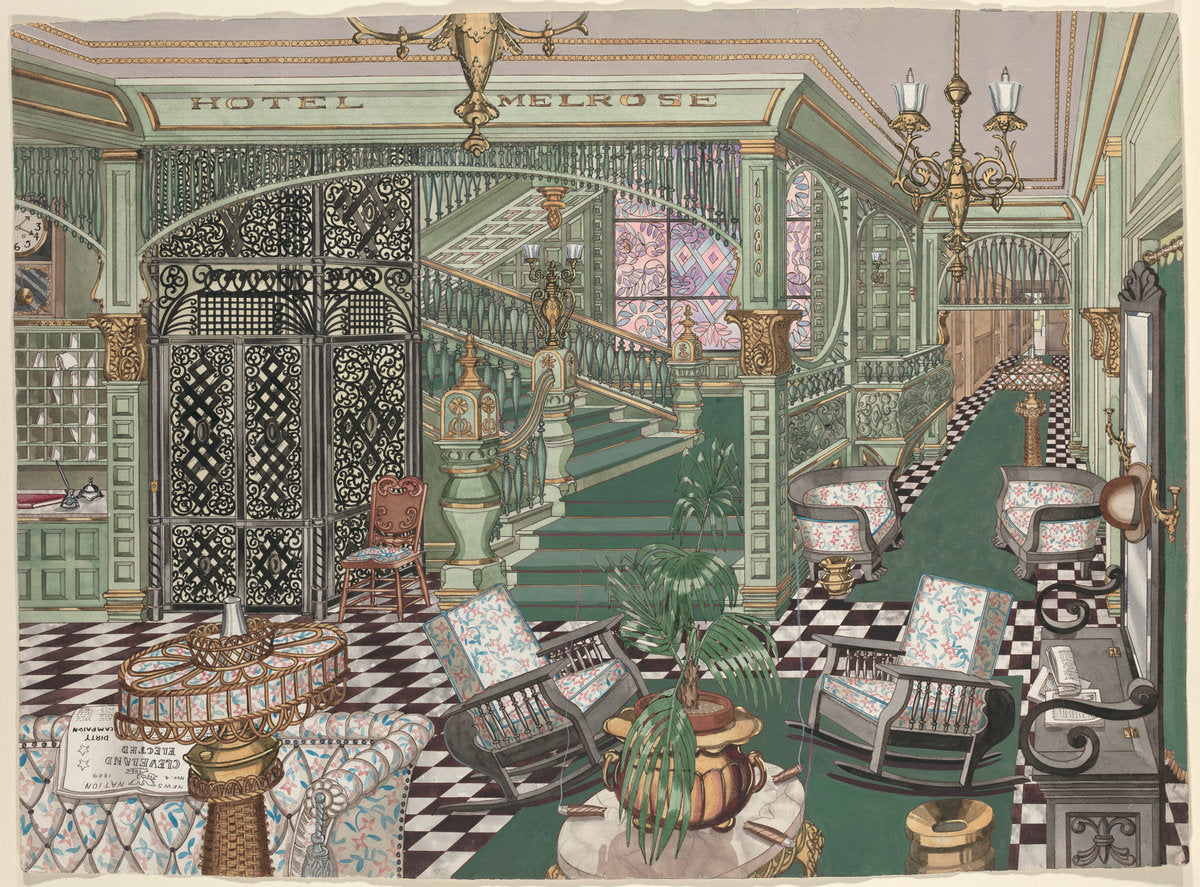 Melrose Hotel Lobby, 1880 by Perkins Harnly (American, 1901 - 1986), 16X12"(A3)Poster Print