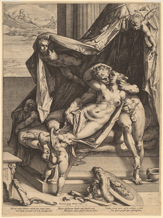 Mars and Venus by Hendrik Goltzius, after Bartholomaeus Spranger (Dutch, 1558 - 1617), 16X12"(A3)Poster Print
