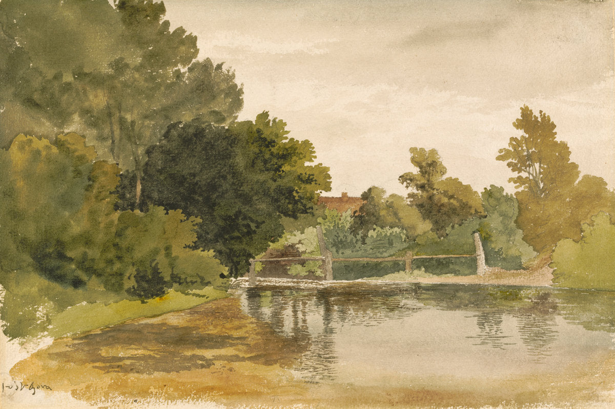 Reflections in a Wooded Pool by Robert Hills (British, 1769 - 1844), 16X12"(A3)Poster Print