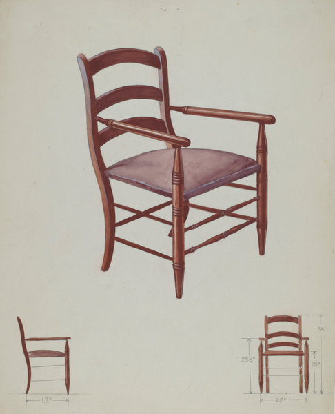 Slat-back Chair by George Kirschner (American, active c. 1935), 16X12"(A3)Poster Print
