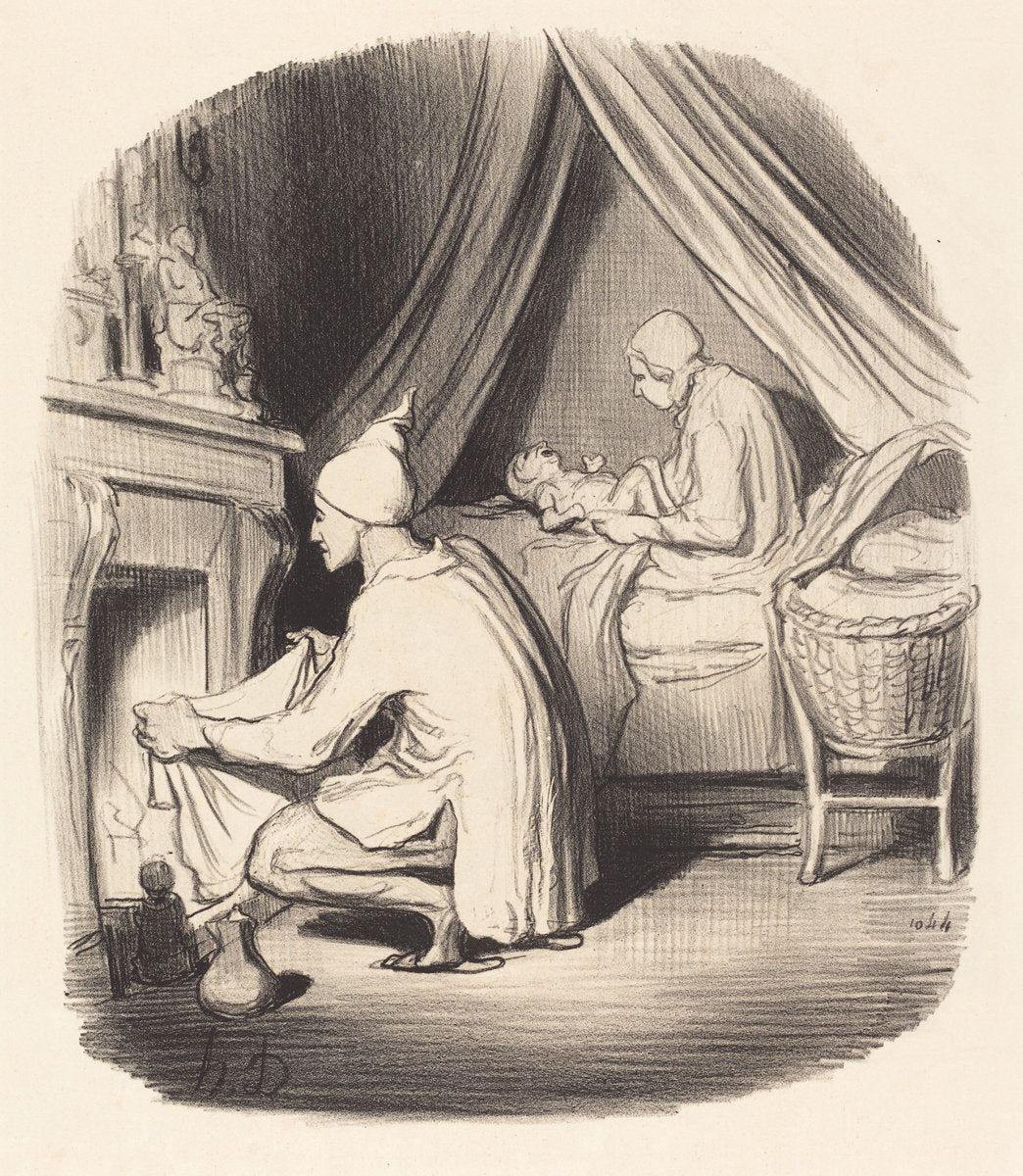 Une Nuit agitée by Honoré Daumier (French, 1808 - 1879), 16X12"(A3)Poster Print