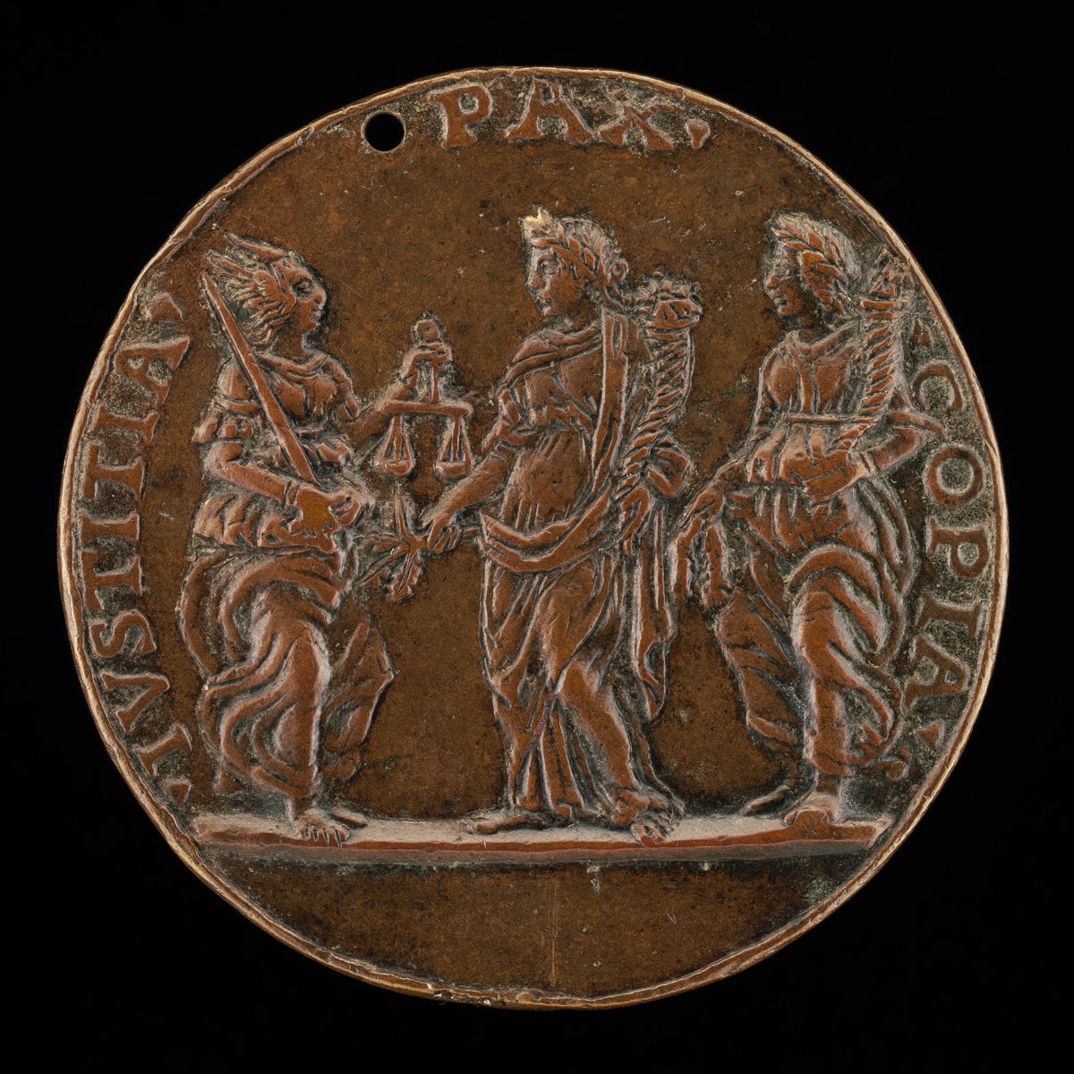 Justice, Peace, and Abundance [reverse] by Attributed to Niccolò Fiorentino (Italian, 1430 - 1514), 16X12"(A3)Poster Print
