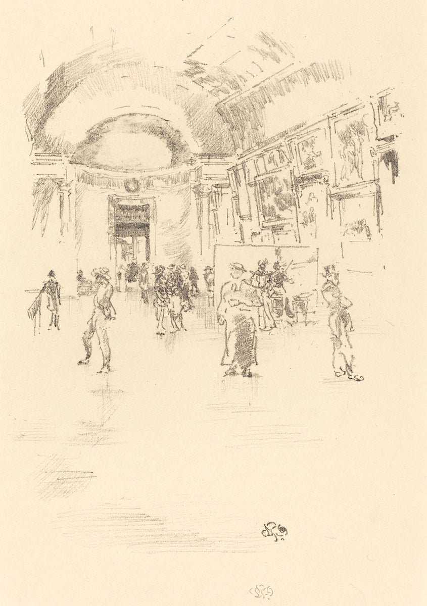 The Long Gallery, Louvre by James McNeill Whistler (American, 1834 - 1903), 16X12"(A3)Poster Print