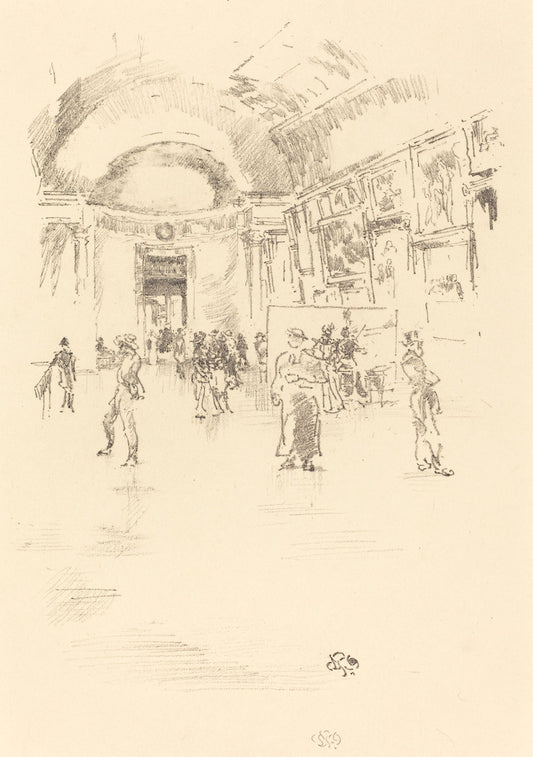 The Long Gallery, Louvre by James McNeill Whistler (American, 1834 - 1903), 16X12"(A3)Poster Print